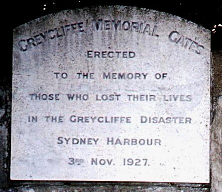 memgates for the accident's victims, the 'Greycliffe Memorial Gates' at St. Peter's Church in Watsons Bay were unveiled by the Right Reverend Bishop D'Arcy Irvine on 11 May 1929 - © Steve Brew