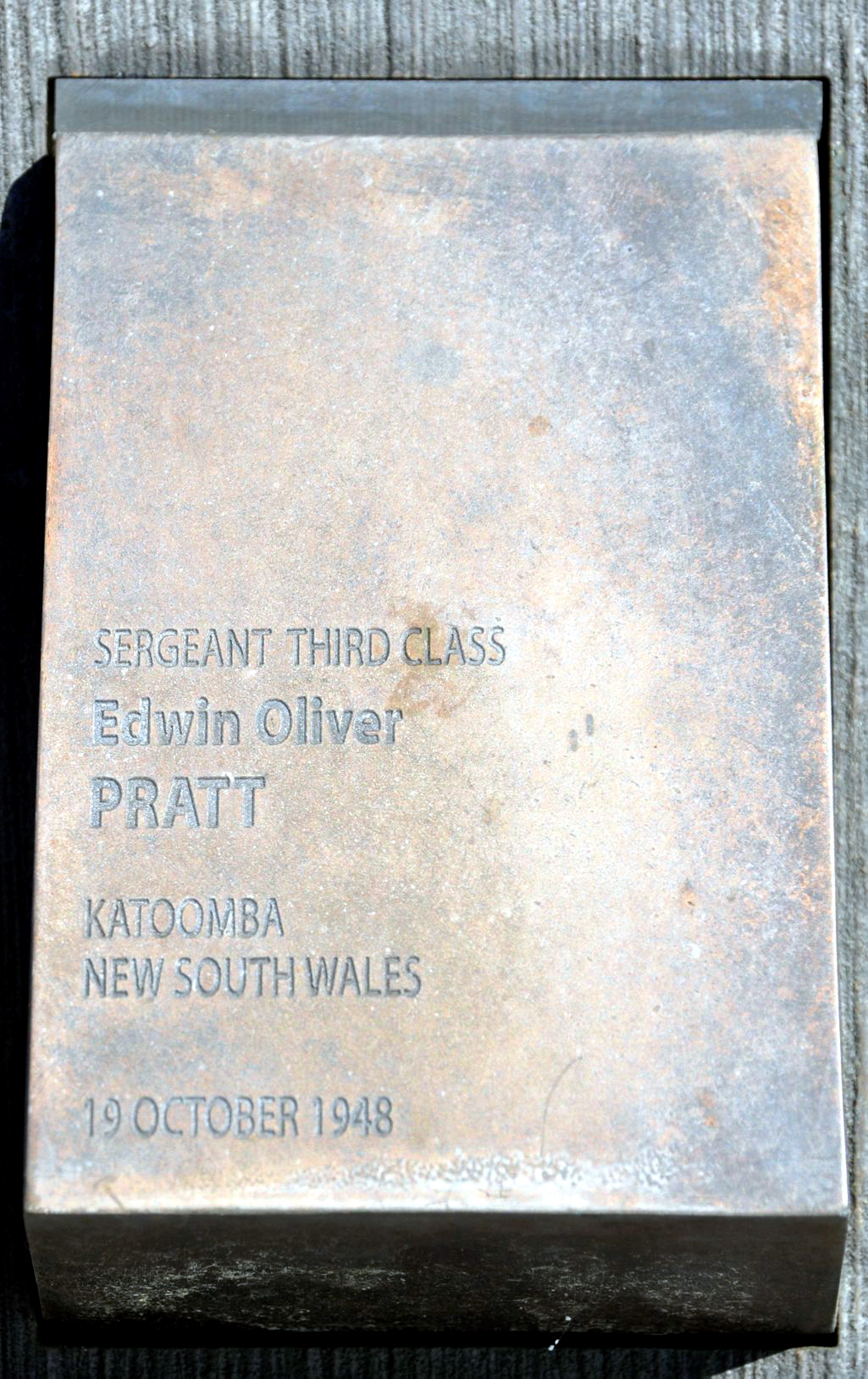 National Wall of Remembrance - Canberra Sergeant Third Class Edwin Oliver PRATT Katoomba New South Wales 19 October 1948 " October " is incorrect. Correct month should show "November "