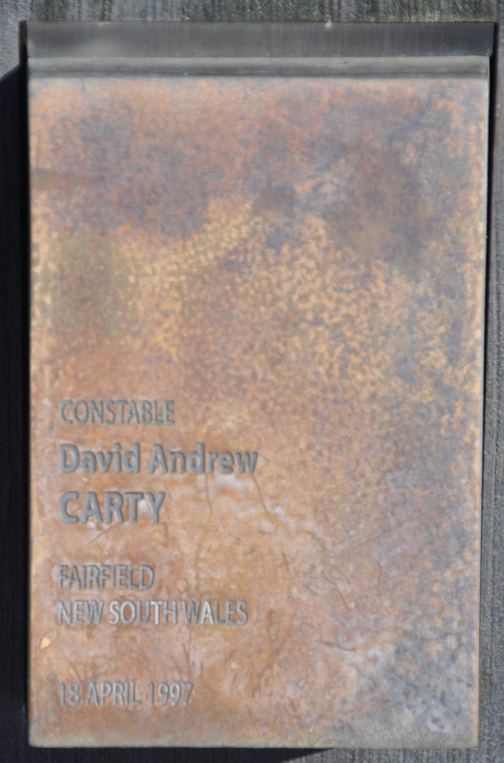 Constable David Andrew CARTY touch pad at the National Police Wall of Remembrance, Canberra.