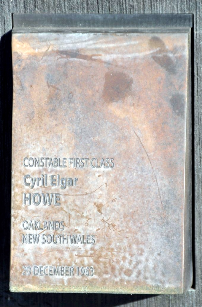 Cal - 2014 Touch plate at the National Police Wall of Remembrance, Canberra, for Cyril Elgar HOWE