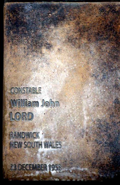 William LORD - Touch Plate at National Police Wall of Remembrance