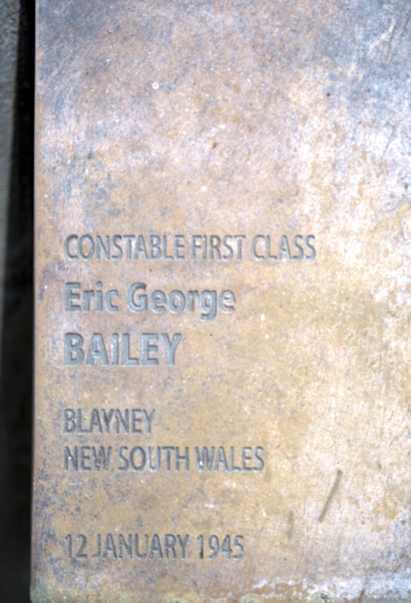 Eric George BAILEY GC. Touch plate at National Police Wall of Remembrance, Canberra