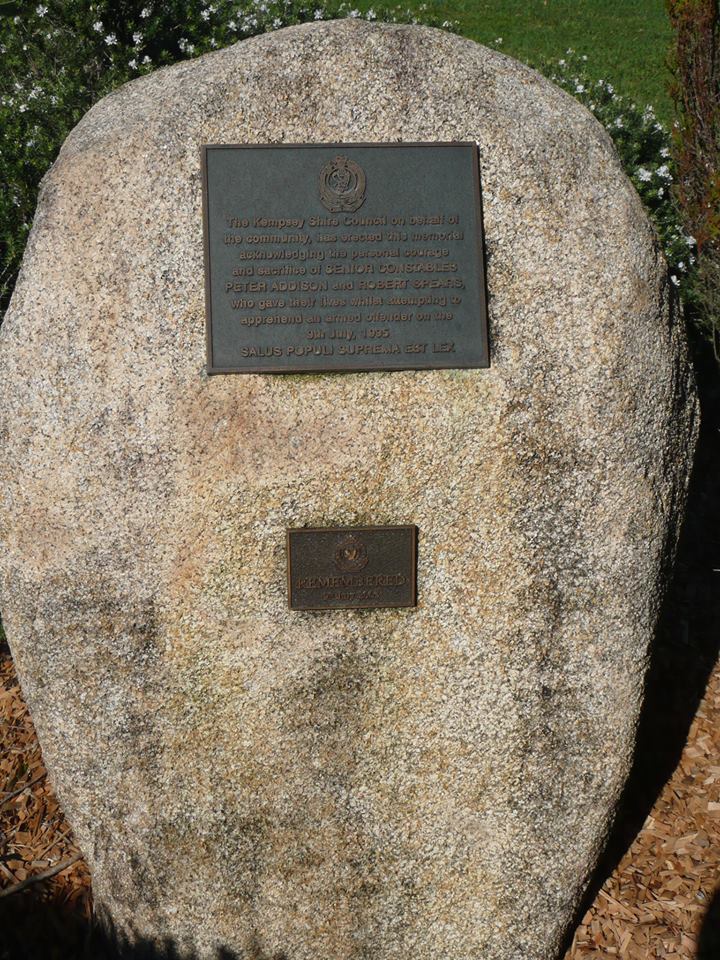 Crescent Head memorial as of July 5, 2013. The memorial to Senior Constables Peter Addison and Robert Spears is being well cared for. 2013 marks the 18th anniversary of their death. Such a sad waste of the lives of such good men. Their bravery was exceptional. R.I.P.