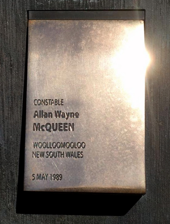 Craig Coleman - 2016 Allan's touch plate was polished today, this 27th anniversary, 5 May 2016, by a mate, Craig Coleman, at the National Police Wall of Remembrance, Canberra.