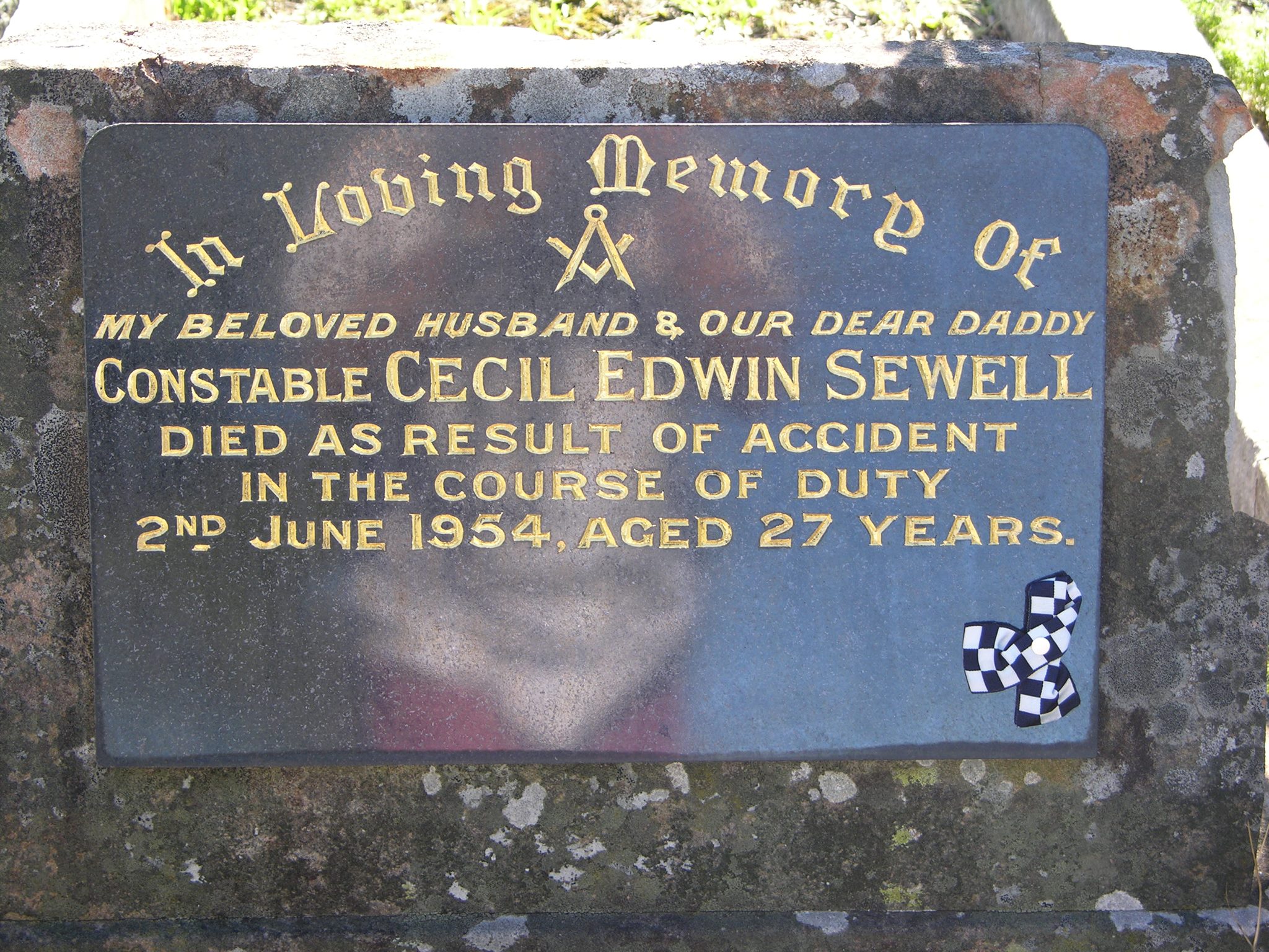 Ken Medway In Loving Memory of my beloved Husband & our dear Daddy. Constable Cecil Edwin SEWELL died as result of accident in the course of duty. 2nd June 1954. Aged 27 years.