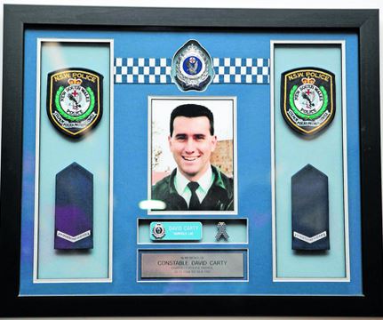 The David Carty Memorial set up at this week’s service in Sydney.