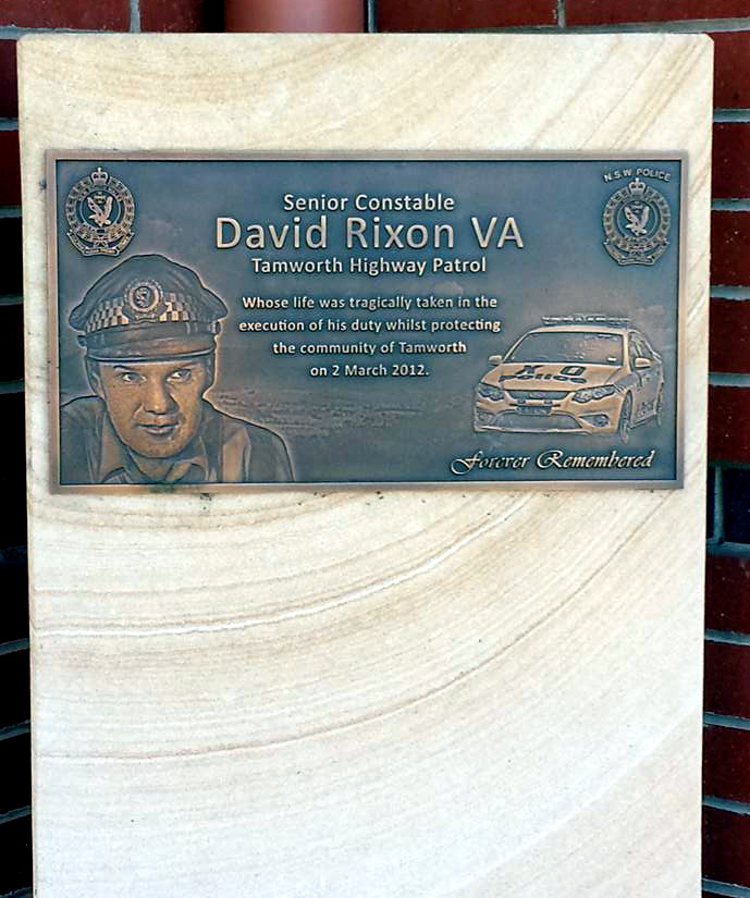 memorial plaque at the front of Tamworth Police Station.
