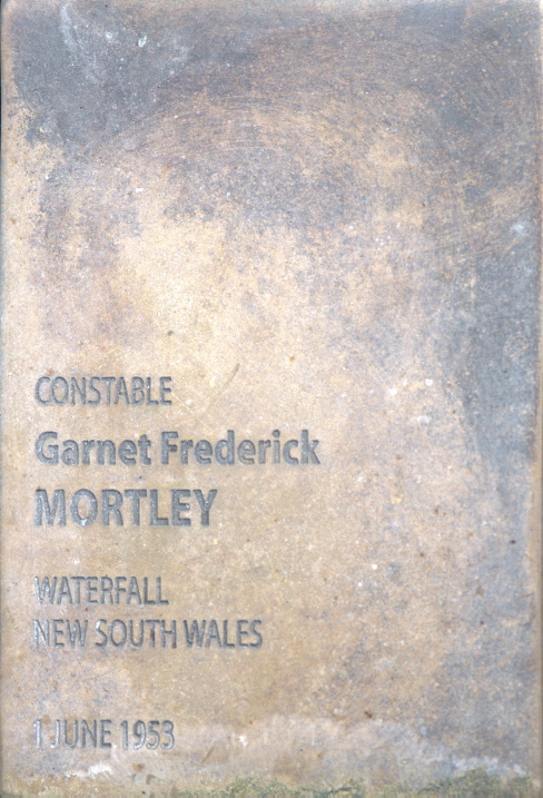 Touch plate at the National Police Wall of Remembrance, Canberra. Constable Garnet Frederick MORTLEY