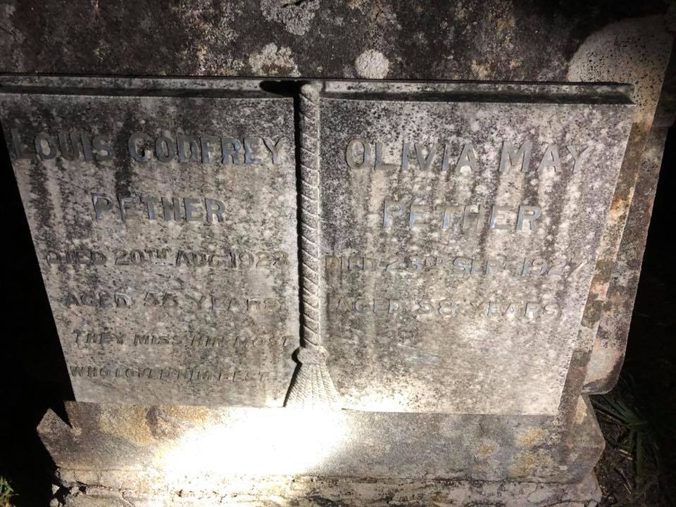 Ken Day Grave of Detective Sergeant 2nd Class Louis Godfrey PETHER & wife - Olivia May PETHER