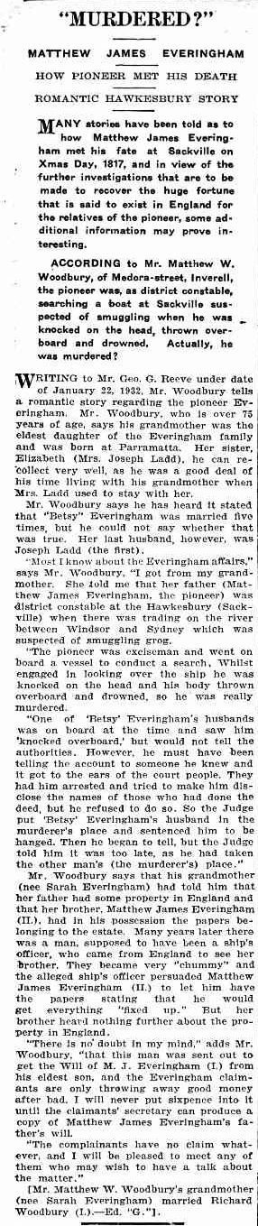 Windsor and Richmond Gazette, NSW. Friday 5 February 1932 page 6 of 12 http://trove.nla.gov.au/ndp/del/page/8914125?zoomLevel=3&searchTerm=Matthew%20James%20EVERINGHAM&searchLimits=