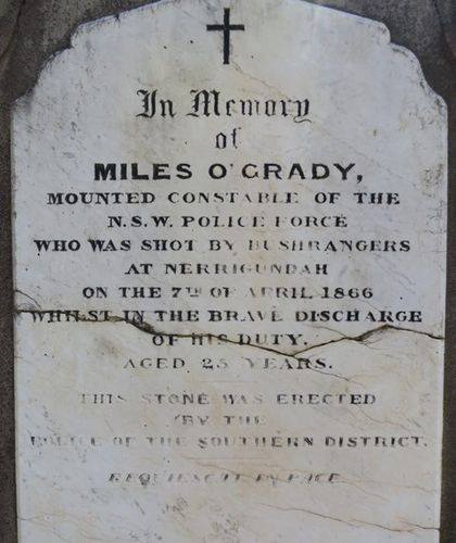 Miles O'GRADY 3 - NSWPOL - Murdered 9 Apr 1866