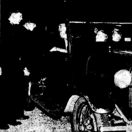 LOWER RIGHT: A detective-sergeant checking his rifle before joining the search. A spotlight was attached to the barrel of the gun.