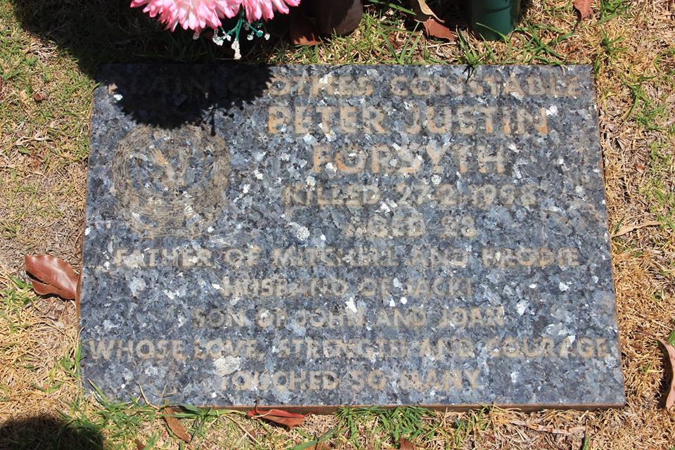 From Ken Medway Peter Justin FORSYTH - NSWPF - Murdered 28 Feb 1998 - Grave stone 2