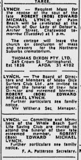 Robert Edward LYNCH obituary