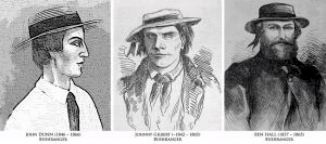 http://www.canberratimes.com.au/act-news/canberra-life/ganggang-150-years-ago--constable-samuel-nelson-shot-in-collector-20150126-12yg5f.html The bushrangers (left to right) Dunn, Gilbert and Hall