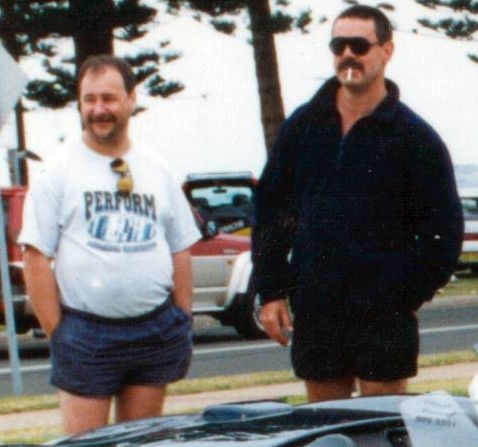 Gary Dunningham & Greg Callander in Marine Drive, Wollongong, at a car show around 1998.