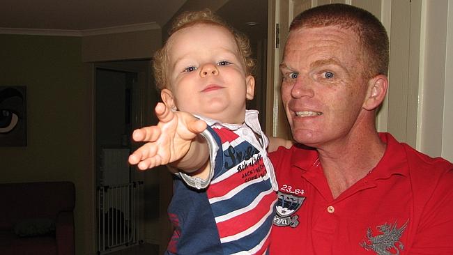 Damian LEEDING and his son Hudson. Damian LEEDING and his son