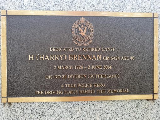 Harry BRENNAN Photo: Sophie Henge - Ex Cops FB Group Harry BRENNAN Photo: Sophie Henge - Ex Cops FB Group Dedicated to Retired Chief Inspector H ( Harry ) BRENNAN GM, 6424, Age 86. 2 March 1928 - 2 June 2014 OIC No. 24 Division ( Sutherland ) A true Police Hero The Driving Force behind this Memorial.