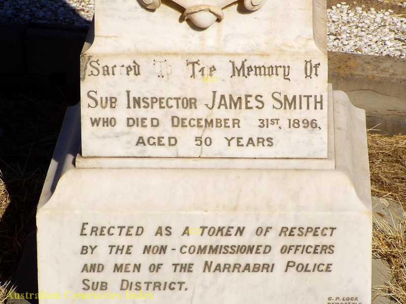 http://headstonephotos.com.au/inscription.php?id=7887434 Grave of Sub-Inspector James SMITH