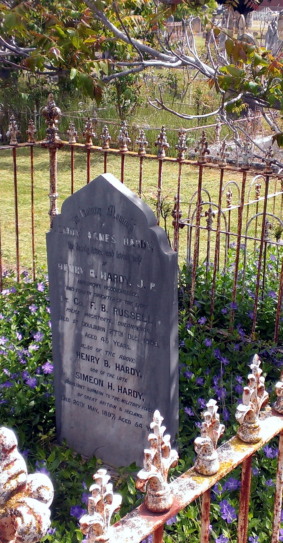 F. B. RUSSELL - Grave of Emily Agnes HARDY - 4th daughter of the Late Lt. Col. F. B. Russell.