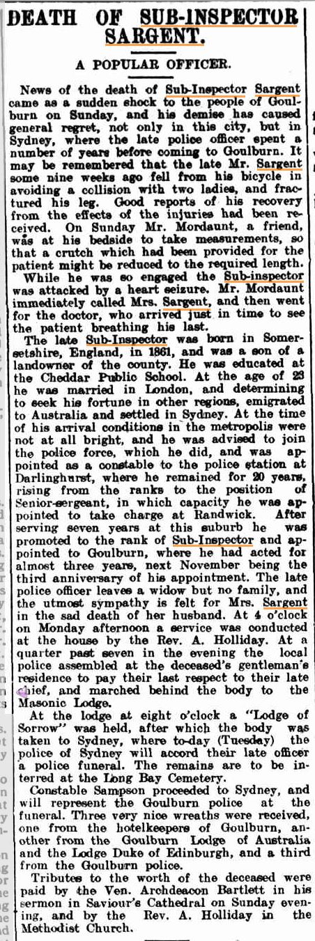 Sub-Inspector SARGENT 11 - Funeral 9 Sept 1913