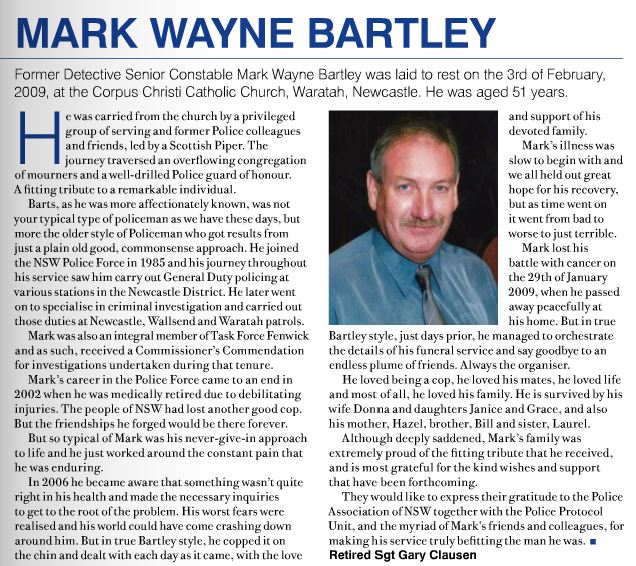 NSW Police News - May 2009 - page 29 Mark Wayne BARTLEY - NSWPF - 3 Feb 2009