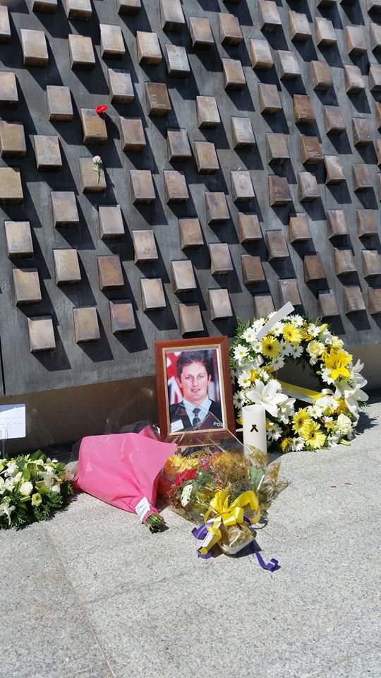 Memorial Tribute to Adam DUNNING, 10 years on. 22 December 2014, National Police Wall of Remembrance, Canberra. Excellent turnout at NPM this morning for Adam and his family. RIP and we remember.