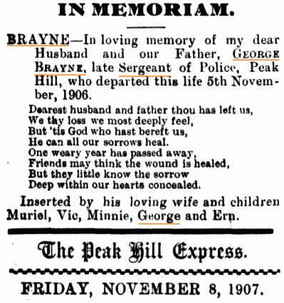 http://trove.nla.gov.au/ndp/del/article/107207472?searchTerm=Sergeant%20george%20brayne&searchLimits= George PAYNE - Memorial post 1907