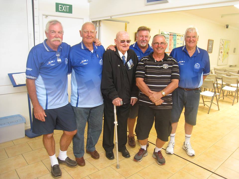 Retired Water Police celebrate the recognition of RLS 'Buster' Brown on his 'Life Membership' and 'Long Service' awards to the RVCP (now Volunteer Marine Rescue) at Pt Claire VMR base at Gosford.