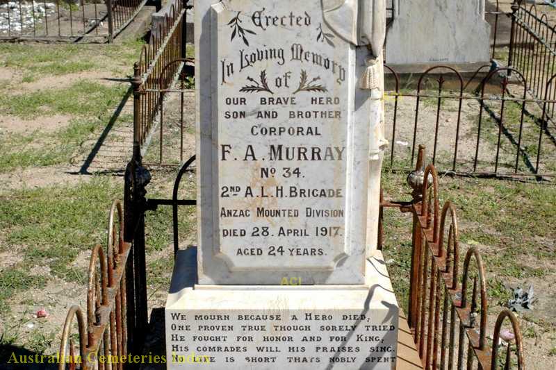http://austcemindex.com/inscription.php?id=6847931 Francis Andrew MURRAY 2 - NSWPF - AIF - Died 28 April 1917