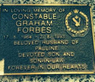 Constable 1st Class Graham FORBES - Grave plaque - Pinegrove Cemetery