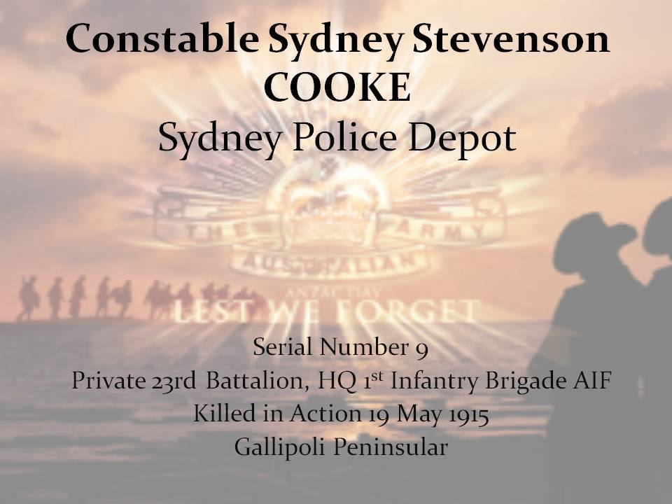 Sydney Stevenson COOKE - KIA 9 May 1915