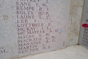 Memorial Wall - Lone Pine for Allan Hugh McMaster.