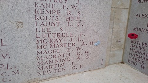 Memorial Wall - Lone Pine for Allan Hugh McMaster.