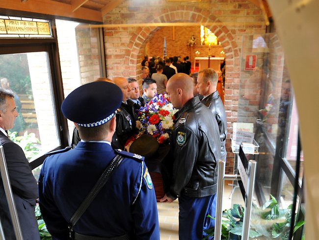Respected and well-loved police officer Christopher Otis Plummer was farewelled today at Camden. Picture: Ian Svegovic.