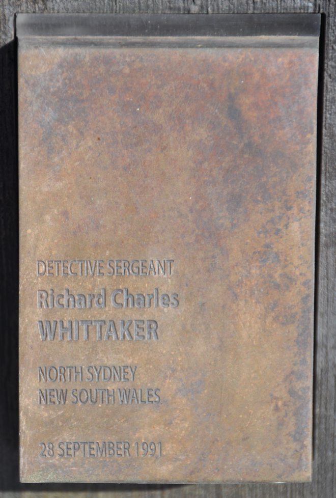 Touch plate for Richard Charles WHITTAKER at the National Police Wall of Remembrance