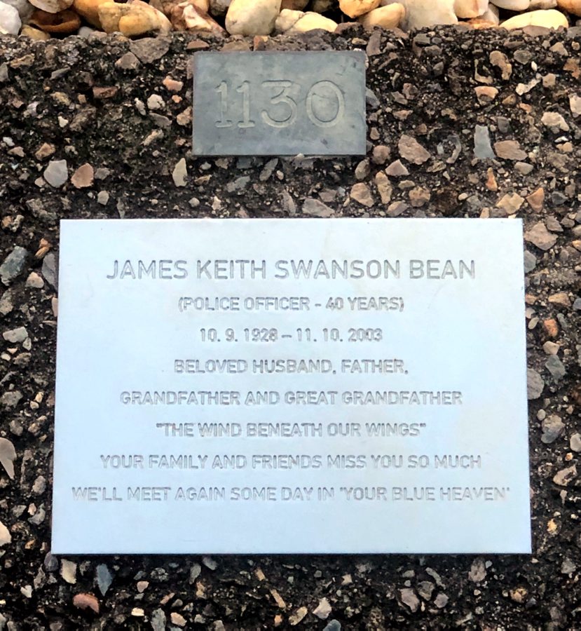 James Keith Swanton BEAN aka Keith BEAN, @ Duke, Husband to Mary SCHNEIDER OAM ( for 35 years ) and Father to Melinda SCHNEIDER ( Country singer ). Inscription:<br /> JAMES KEITH SWANSON BEAN<br /> ( Police Officer - 40 years )<br /> 10.9.1928 - 11.10.2003<br /> Beloved Husband, Father,<br /> Grandfather and Great Grandfather.<br /> " The Wind Beneath Our Wings "<br /> Your family and friends miss you so much.<br /> We'll meet again some day in ' your Blue Heaven '