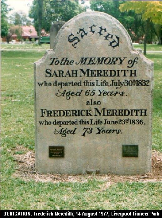 Frederick MEREDITH - Headstone in Liverpool Pioneer Park