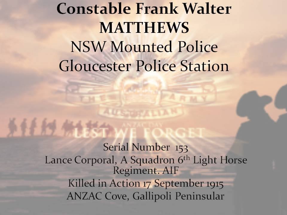 Frank Walter MATTHEWS ANZAC