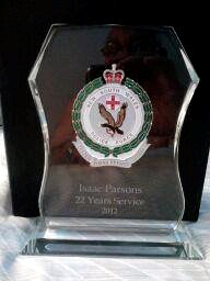 Buddy received this 22 year award in 2012