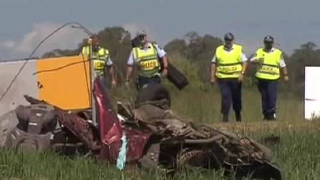 A four-year-old girl, the daughter of a policeman, died in the two-car crash. Picture: Channel 7