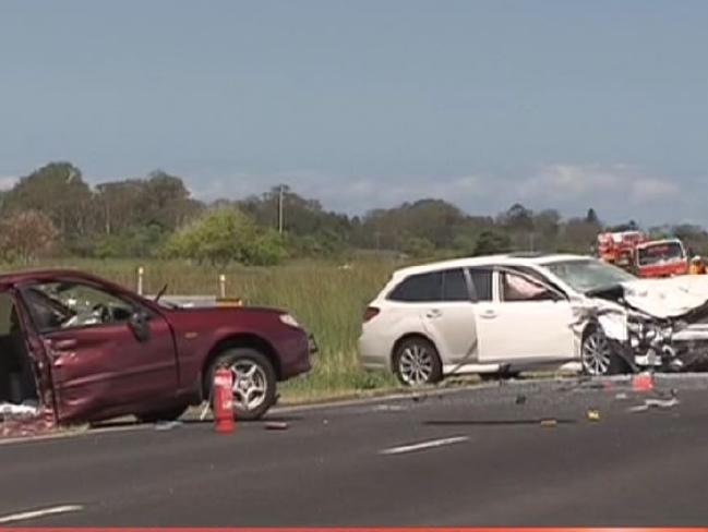 Carnage... A girl, 4, died and her two-year-old sister was critically injured.