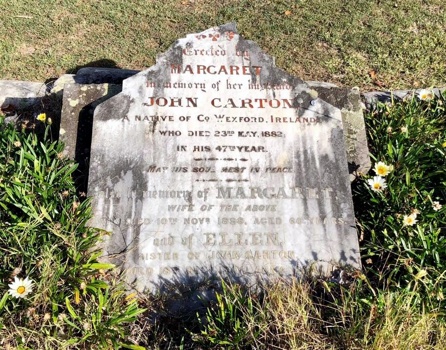 John CARTON & Margaret CARTON grave. Photo taken Sunday 27 May 2018