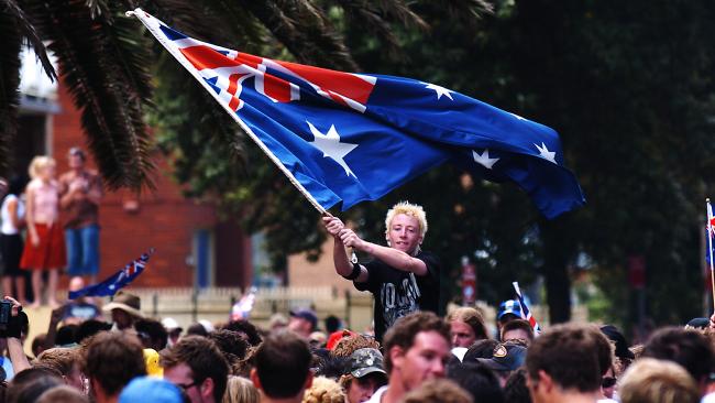 “It was literally thousands of people on the beach front, flying flags.” Picture: Craig Greenhill