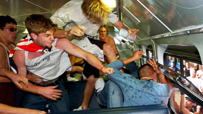 This iconic image titled ‘Train Bashing’ won a Walkley and the 2006 News Awards Photograph of the Year. Picture: Craig Greenhill