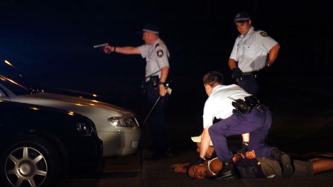 Police later arrested men of Middle Eastern appearance who were armed after their car was pulled over in Cronulla. Picture: Craig Greenhill
