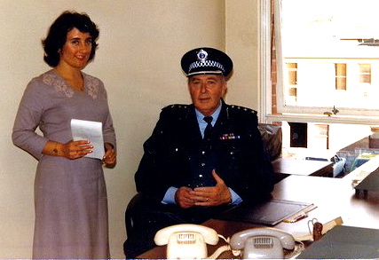 Diane Reid, Inspectors Clerk, with Jim at Fairfield Police Station in 1980. Diane also worked at Merrylands Police Stn.