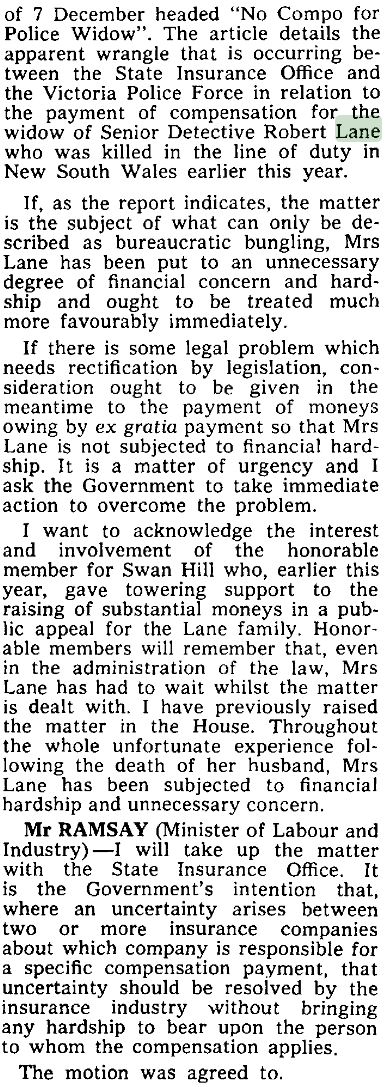 Robert John LANE 3 - VicPol - Murdered 13 July 1979