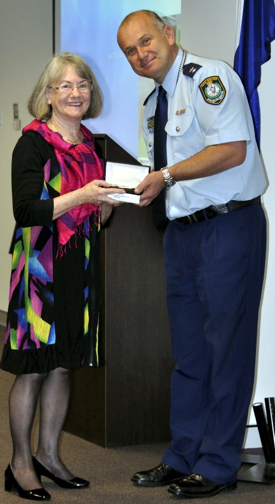 Susan GOOD - wife of John Stafford GOOD ( R.I.P. ) accepting the Medal. https://police.freom.com/john-stafford-good/