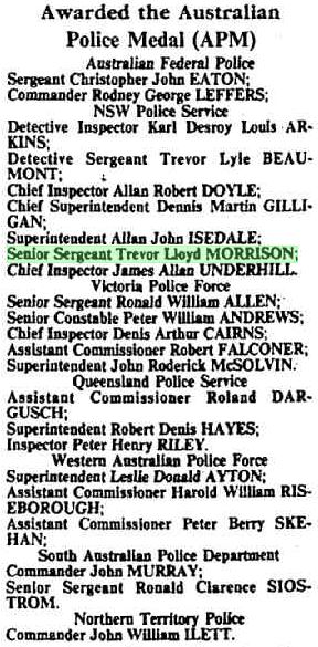 http://trove.nla.gov.au/newspaper/article/126927579/13951493 The Canberra Times Monday 8 June 1992 page 10 Queen's Birthday Honours